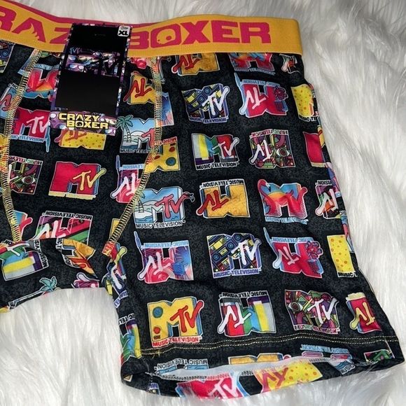 Crazy Boxer MTV Logo All Over Print Mens XL Stretch Sleep‎ Boxers New Soft Touch - Picture 4 of 7